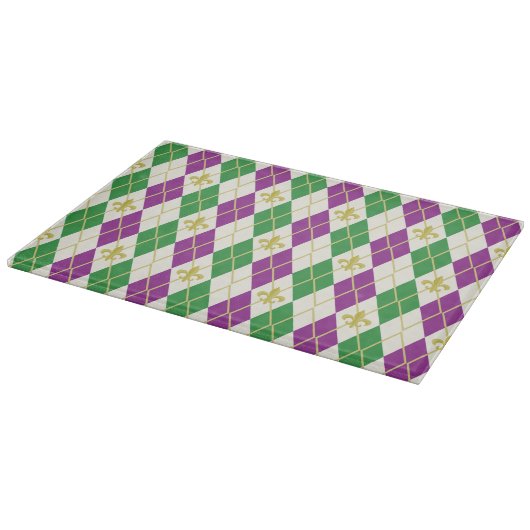 Mardi Gras Argyle Glass Cutting Board Snijplank (Hoek)