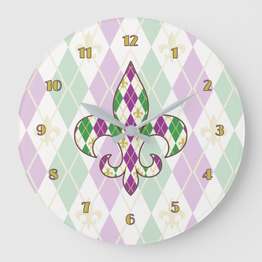 Mardi Gras Argyle Grote Klok (Voorkant)