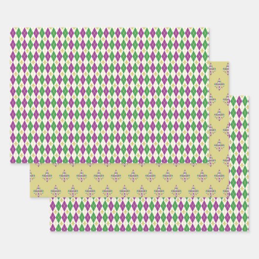 Mardi Gras Argyle Inpakpapier Set (Set)