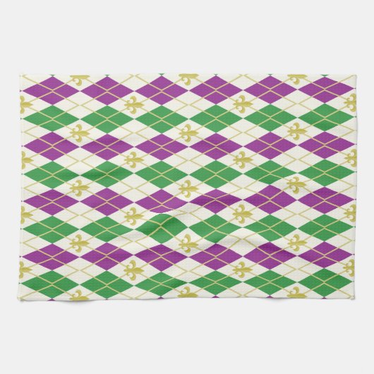 Mardi Gras Argyle keukenhanddoek (Horizontaal)
