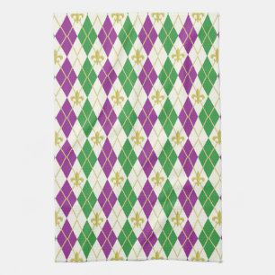 Mardi Gras Argyle keukenhanddoek