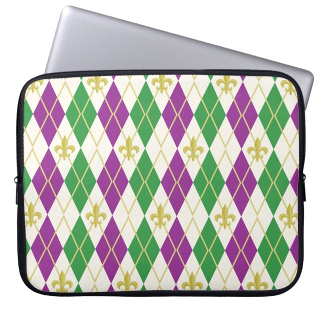 Mardi Gras Argyle laptophoes Laptop Sleeve (Voorkant)