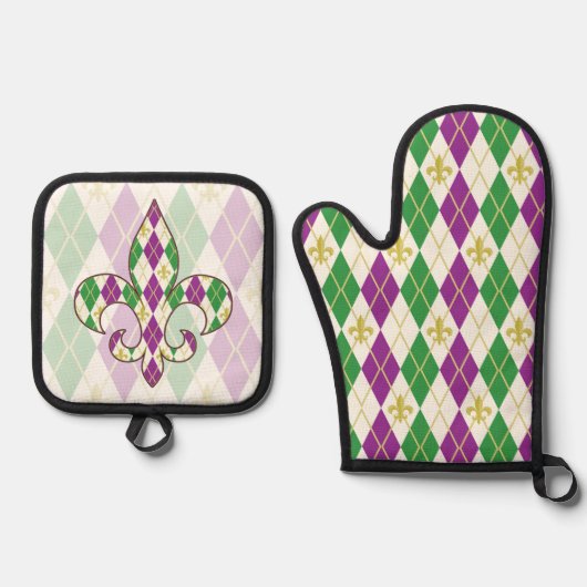Mardi Gras Argyle Ovenwant & Pannenlap Set (Voorkant)