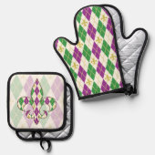 Mardi Gras Argyle Ovenwant & Pannenlap Set (Voorkant / Achterkant)