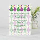 Mardi Gras Argyle Party Uitnodiging (Staand voorkant)