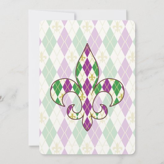 Mardi Gras Argyle Party Uitnodiging (Achterkant)