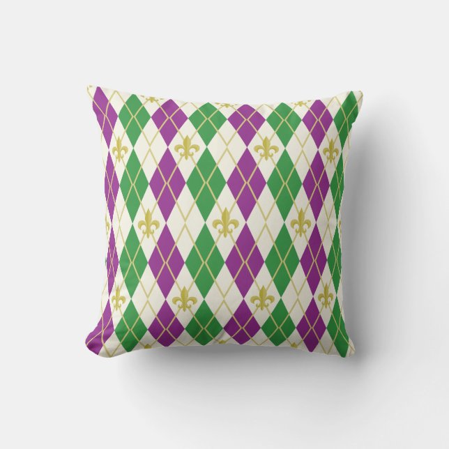 Mardi Gras Argyle Pillow Kussen (Voorkant)