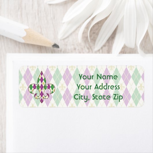 Mardi Gras Argyle Return Address Label (Insitu)