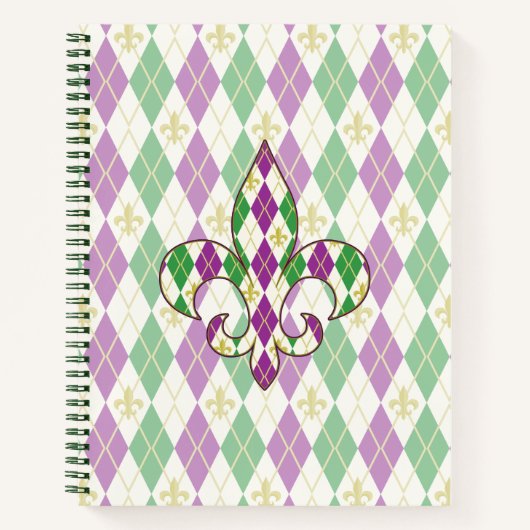 Mardi Gras Argyle Spiraal Notebook Notitieboek (Voorkant)
