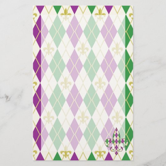 Mardi Gras Argyle Stationery Briefpapier (Voorkant)