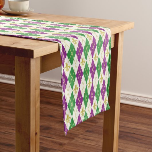 Mardi Gras Argyle Table Runner Korte Tafelloper (Voorbeeld)