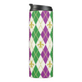 Mardi Gras Argyle Thermische Tumbler Thermosbeker (Geroteerd rechts)