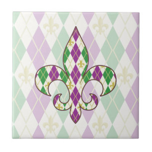 Mardi Gras Argyle Tile Tegeltje