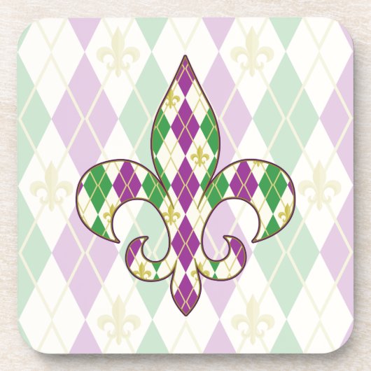 Mardi Gras Argyle Vierkant Onderzetter (Voorkant)