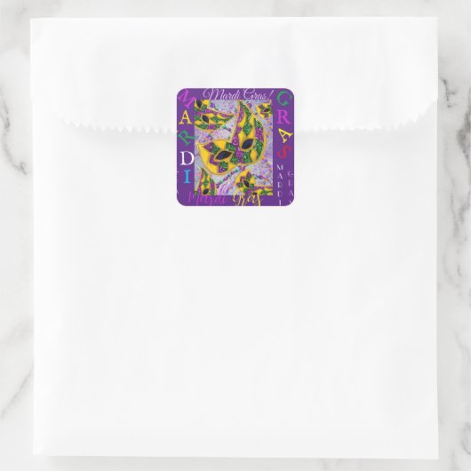 MARDI GRAS ART VIERKANTE STICKER (Tas)