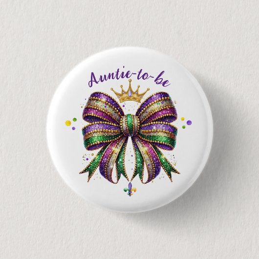 Mardi Gras Auntie-to-be Ronde Button 3,2 Cm (Voorkant)