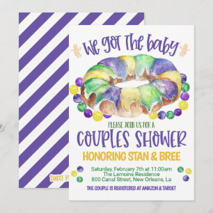 Mardi Gras Baby Couples Douche Uitnodiging