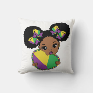 Mardi Gras Baby meisje met hart Kussen