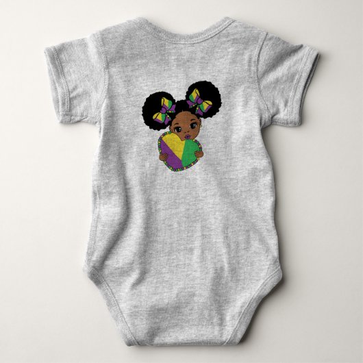 Mardi Gras Baby meisje met hart Romper (Achterkant)
