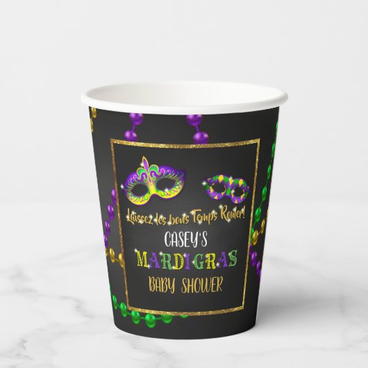 Mardi Gras Baby shower Cup Papieren Bekers (Achterkant)