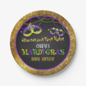 Mardi Gras Baby shower (goud) Papieren Bordje (Voorkant)