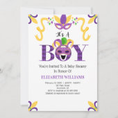 Mardi Gras Baby shower Het is een jongen Kaart (Voorkant)