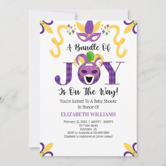 Mardi Gras Baby shower Kaart (Voorkant)