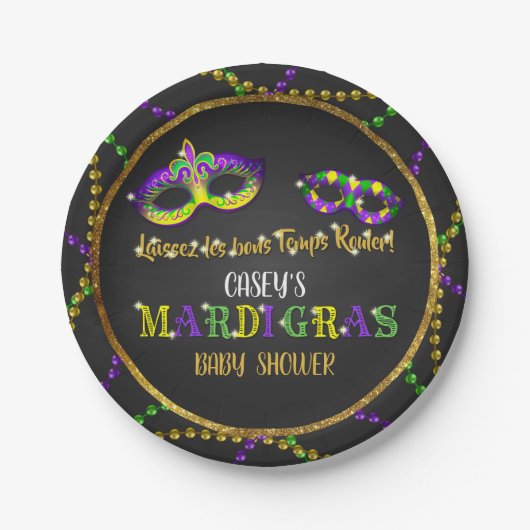 Mardi Gras Baby shower Papieren Bordje (Voorkant)