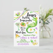 Mardi Gras Baby shower waterverf Alligator Kaart (Staand voorkant)