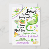Mardi Gras Baby shower waterverf Alligator Kaart (Voorkant)