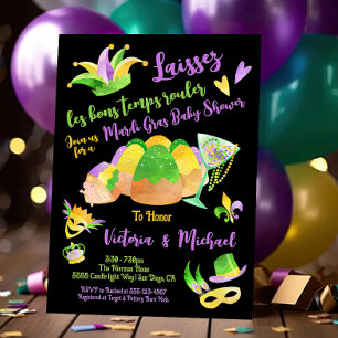 Mardi Gras Baby shower waterverf King Cake Kaart
