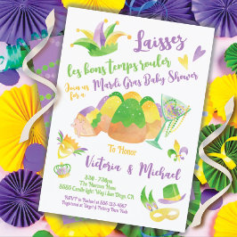 Mardi Gras Baby shower waterverf King Cake Kaart