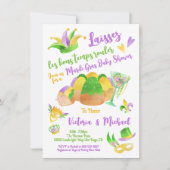 Mardi Gras Baby shower waterverf King Cake Kaart (Voorkant)