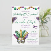 Mardi Gras Bachelorette-feestje Kaart (Staand voorkant)