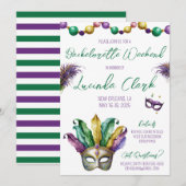 Mardi Gras Bachelorette-feestje Kaart (Voorkant / Achterkant)