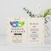 Mardi gras bachelorette Uitnodiging reisschema (Staand voorkant)