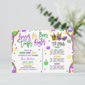 Mardi Gras Bachelorette Weekend Party Invitation Kaart (Staand voorkant)