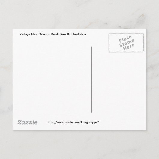 Mardi Gras Ball Favor Uitnodiging Briefkaart (Achterkant)