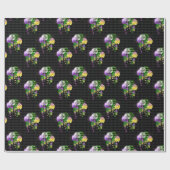 Mardi Gras Ballonnen Groen Paarse Goud Geel Cadeaupapier (Vlak)