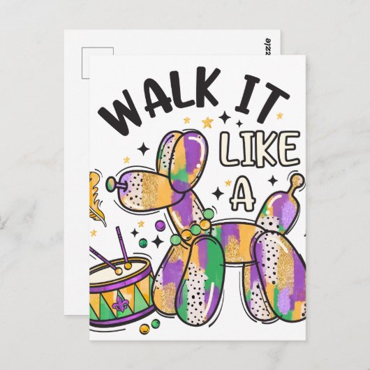 Mardi Gras Balloon Dog Briefkaart (Voorkant / Achterkant)