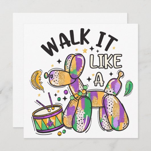 Mardi Gras Balloon Dog Feestdagenkaart (Voorkant / Achterkant)