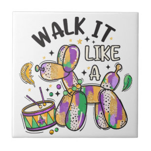 Mardi Gras Balloon Dog Tegeltje