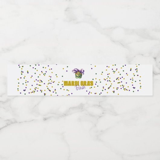 Mardi Gras Bash Party Waterfles Label Waterfles Etiket (Enkel label)