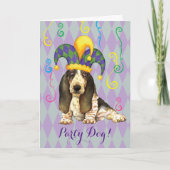 Mardi Gras Basset Hound Kaart (Voorkant)