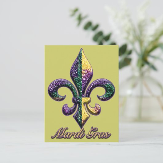 Mardi Gras bead Fleur de lis 2 Briefkaart (Staand voorkant)