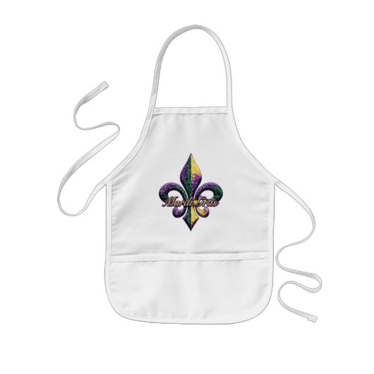 Mardi Gras bead Fleur de lis 2 Kinder Schort (Voorkant)