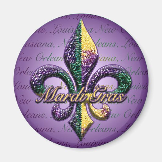 Mardi Gras bead Fleur de lis 2 Magneet (Voorkant)