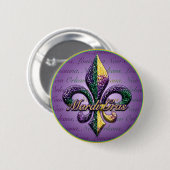 Mardi Gras bead Fleur de lis 2 Ronde Button 5,7 Cm (Voorkant /achterkant)