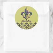Mardi Gras bead Fleur de lis 2 Ronde Sticker (Tas)
