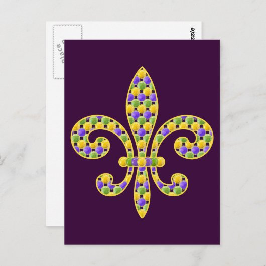 Mardi Gras bead Fleur de lis Briefkaart (Voorkant / Achterkant)